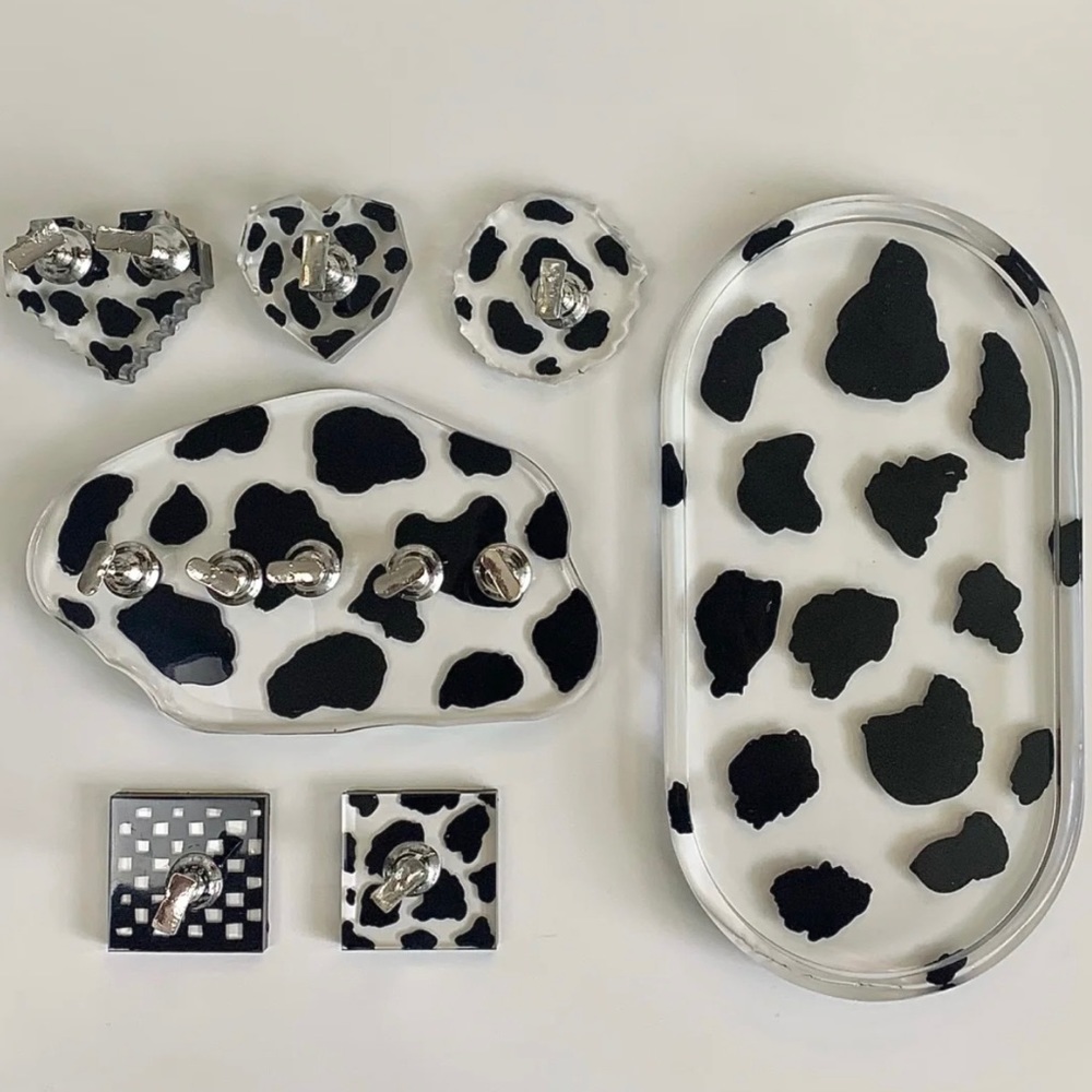 Custom Resin Cow Print Tray/Nail Stand